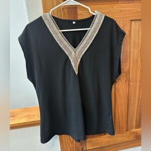 Elegant Black V-Neck Women's Top